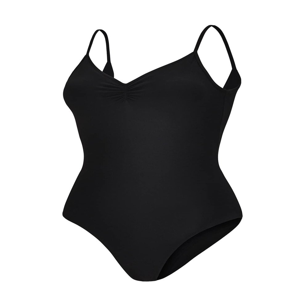 Dance Elite Camisole Leotard For Women - Lana - Womens Dance Leotard With High Leg And V-Neck (Black, Adult M)