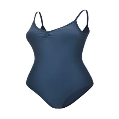 Dance Elite Camisole Leotard For Women - Lana - Womens Dance Leotard With High Leg And V-Neck (Blue, Adult XL)