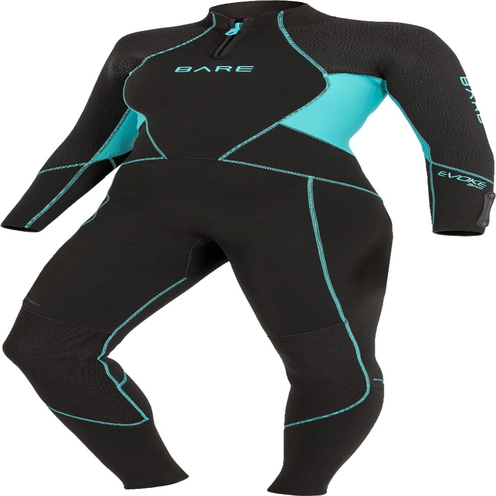 BARE 5MM Evoke Women's Wetsuit | Warmest Women's Wetsuit Within BARE Lineup | Full Stretch Neoprene Combined with a Unique Graphene Omnired Fabric | Comfortable | Great for Scuba Diving | Aqua 08T