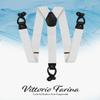 Vittorio Farina Adjustable Button End Suspenders, Elastic Y-Back Suspenders (White/Gold) view 2