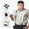 Vittorio Farina Adjustable Button End Suspenders, Elastic Y-Back Suspenders (White/Gold) view 4