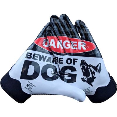 Battle Sports Beware of Dog, Black Wide Receiver Football Gloves, Ultra Stick Adult & Youth Gloves - Adult XX-Large, Black