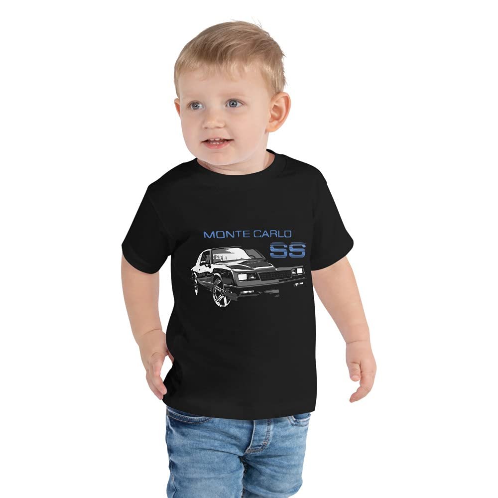 84 Chevy Monte Carlo SS Classic Car Toddler Short Sleeve Tee Black