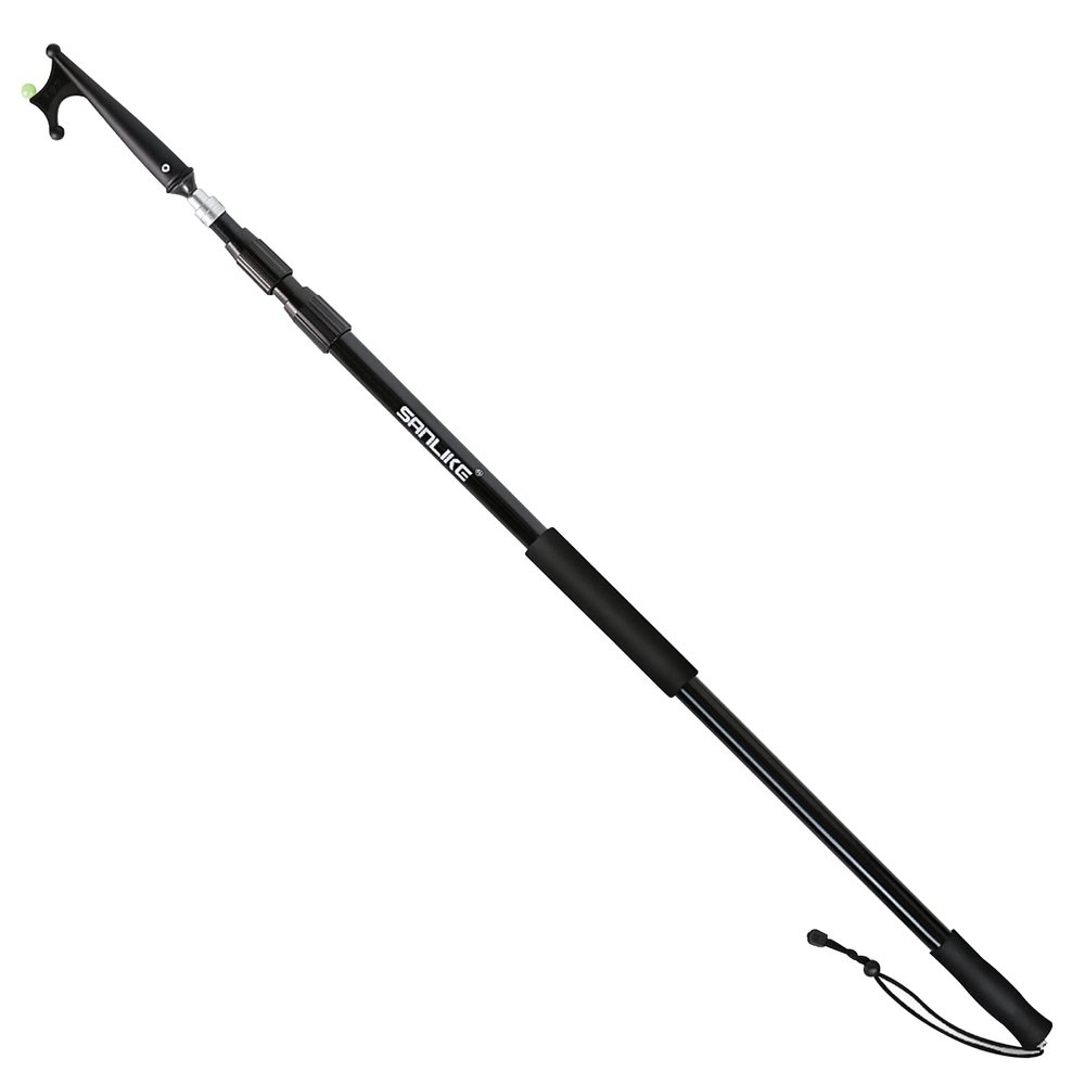 SANLIKE Boat Hooks for Docking 12FT Heavy Duty Telescoping Extension Pole Hook with Luminous Bead, Lightweight Floating, Non-Slip Rubber Handle, Durable & Rust-Resistant, 3-Section