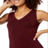 Amazon Essentials Women's Jersey Regular-Fit Sleeveless v-Neck Midi Dress (Previously Daily Ritual), Dark Red, XX-Large view 3