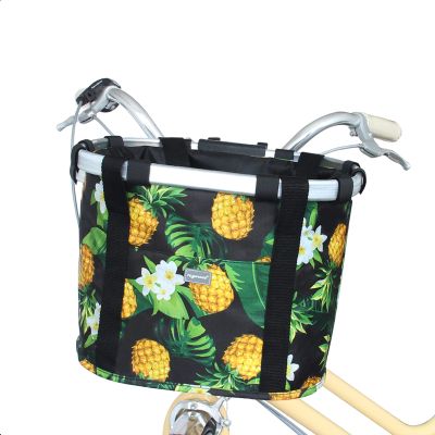 RAYMACE Bicycle Basket Dog Bike Handlebar Basket Front,Folding Detachable Quick Release Easy Install,Cycling Picnic Bag (Ananas)
