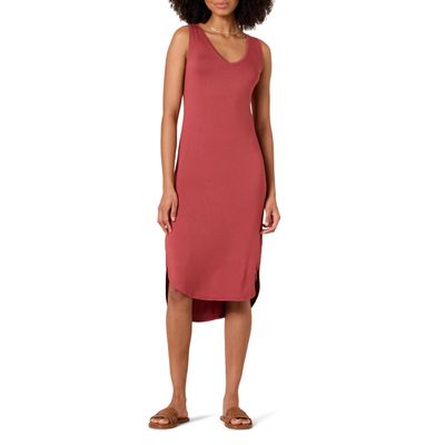 Amazon Essentials Women's Jersey Regular-Fit Sleeveless v-Neck Midi Dress (Previously Daily Ritual), Brick Red, XX-Large