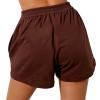 GOOCHEER Womens Workout Shorts Casual Summer Solid Running Sweat Shorts Elastic High Waist Shorts with Pockets (E-Coffee, S) view 2