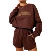 GOOCHEER Womens Workout Shorts Casual Summer Solid Running Sweat Shorts Elastic High Waist Shorts with Pockets (E-Coffee, S) view 3