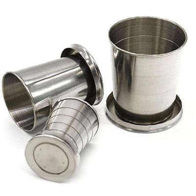 Ayrsjcl 1pc Folding Cup Portable Stainless Steel Retractable Cup Drinkware for Traveling Hiking Camping Picnic 140ml