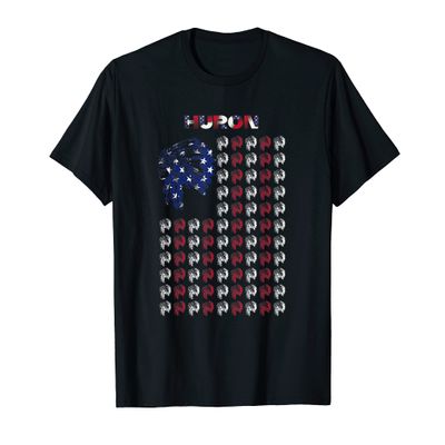 Huron Native American Indian Chief USA Flag 4th July Pride T-Shirt