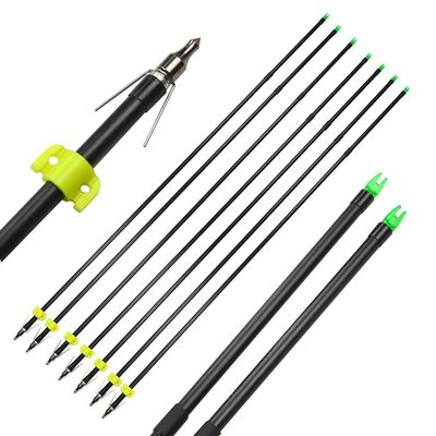 ZSHJGJR Archery Bowfishing Arrows Fiberglass Fishing Hunting Arrows with Broadheads Safety Slides for Compound Bow Recurve Bow Fishing Hunting 3/6/12pcs (Black, 12 Pieces)
