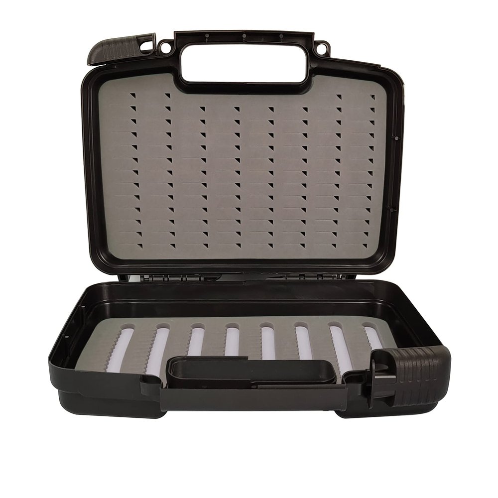 Aventik Streamer Fly Boxes Click Lock Large Streamer Flies Foam Storage Fishing Box Tackle Box Boating Fishing Boxes 14X11X3.35inch/10.43X8.27X3.15inch (SF1B Black -10.43X8.27X3.15inch)
