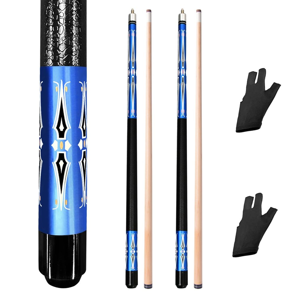 MoyanSuper 58 inch Set of 2 Pool Cue Sticks, 2 Piece Maple Billiard Cue Stick 20 Oz Great for House or Bar