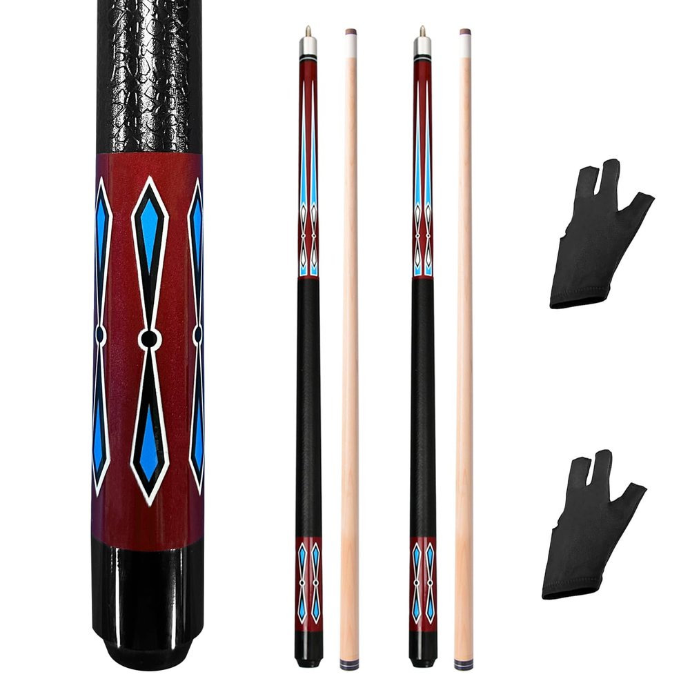 MoyanSuper 58 inch Set of 2 Pool Cue Sticks, 2 Piece Maple Billiard Cue Stick 20 Oz Great for House or Bar