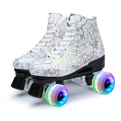 Roller Skates Women Outdoor Light Up Skates Double Row Skates Shoes for Youth and Adults White 4 M US Women