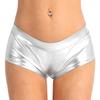vastwit Womens Shiny Metallic High Waisted Booty Shorts Hot Pants Festival Rave Dance Bottoms Clubwear Silver Low Waist Small view 1