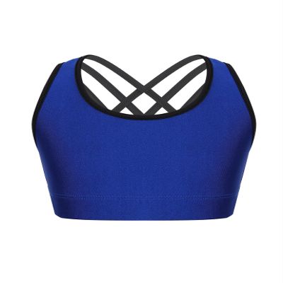 Yartina Kids Girls Sport Bra Solid Color Racer Back Criss Cross Tanks Top for Yoga Dance Gymnastics Royal Blue 16 Years