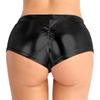 vastwit Womens Shiny Metallic High Waisted Booty Shorts Hot Pants Festival Rave Dance Bottoms Clubwear Black Low Waist Small view 3
