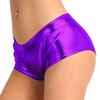 vastwit Womens Shiny Metallic High Waisted Booty Shorts Hot Pants Festival Rave Dance Bottoms Clubwear Purple Low Waist Large view 2