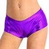 vastwit Womens Shiny Metallic High Waisted Booty Shorts Hot Pants Festival Rave Dance Bottoms Clubwear Purple Low Waist Large view 3