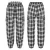 FEESHOW Youth Girls Fashion Plaid Elastic Waistband Pants Kids High Waist Loose Fit Casual Trousers for Sports Dancewear Black 6 Years