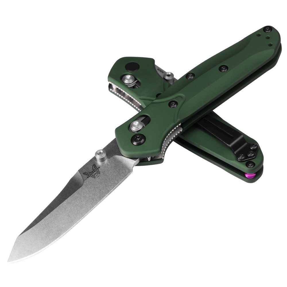 Benchmade - Mini Osborne, Every Day, Outdoor, Folding Knife, Reverse Tanto Blade with Green Aluminum Handle (945)