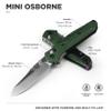 Benchmade - Mini Osborne, Every Day, Outdoor, Folding Knife, Reverse Tanto Blade with Green Aluminum Handle (945) view 2