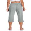 TARSE Women's Capri Yoga Pants Stretch Lightweight Running Jogging Pants Casual Comfy Pull On Capris Pockets Sweatpants (Heather LightGray,M) view 3