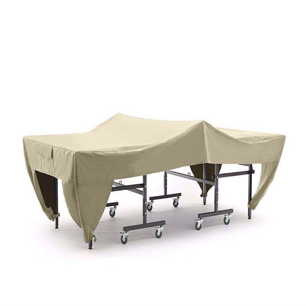 Icegrey Ping Pong Table Dust Covers Oxford Fabric Waterproof Outdoor Rain Wind Sun UV Resistant Heavy Duty Tennis Table Storage Cover Beige 280x152x76cm