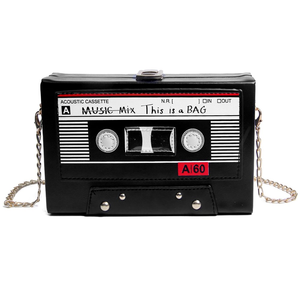 KUANG! Women Retro Tape Shaped Clutch Hundred Dollar Bill Box Shoulder Bag Elegant Evening Crossbody Handbag (A-Black)