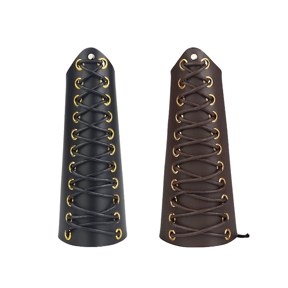 OBTOUTDOOR Archery Arm Guards Forearm Protector Gear Bracers Leather Recurve Compound Bow Hunting Target (Brown)