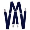 1 inch Suspenders Men Solid Color Polyester Elastic Belt X-Shape Braces with 4 Clips for Women Navy view 1