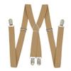 1 inch Suspenders Men Solid Color Polyester Elastic Belt X-Shape Braces with 4 Clips for Women Khaki view 1
