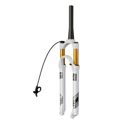 Jejy Rebound Adjust 9mm QR Suspension Fork 26" Wheel MTB, Shock Absorber Mountain Bike Air Front Forks Travel 140mm 26/27.5/29 Inch (Color : Tapered Remote Lockout, Size : 29)