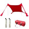 JNYB Beach Shade Tent Awning 3-4 People Pop Up Beach Tent Sun Shelter UPF50+ with Sand Shovel, Ground Pegs and Stability Poles Portable Umbrella,Red view 1