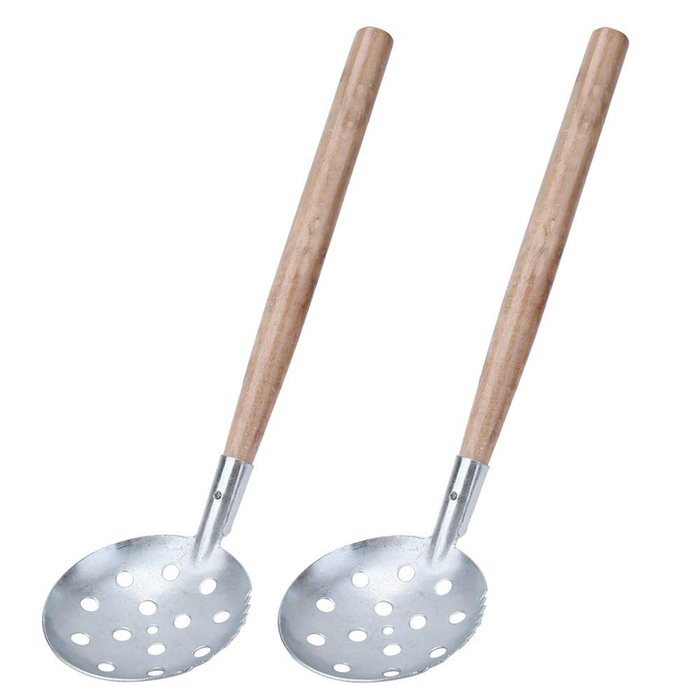 Okuyonic Ice Fishing Scoop, 2PCS Silver Ice Skimmer Scoop for Ice Fishing, Extra-Large Ladle For Scooping Out Ice While Ice Fishing