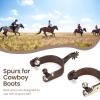 Jeanoko Cowboy Spurs for Men/Women, Horse Riding Horse Spurs Boot Low Carbon Steel Hand Sculpture Elegant Cowboy Boot Decoration view 4