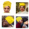 Harewom Head Wraps for Black Women Stretchy Head Scarf African Hair Wraps for Dreads Locs Natural Hair Turban Headwraps Jersey Tie Headbands(Orange and Yellow) view 3