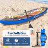 Goplus Inflatable Stand up Paddle Board, 6" Thick SUP with Premium Accessories, Adjustable Aluminum Paddle, Leash, Carry Bag, Hand Pump, Removable Fin (Multicolour, 11 FT) view 3