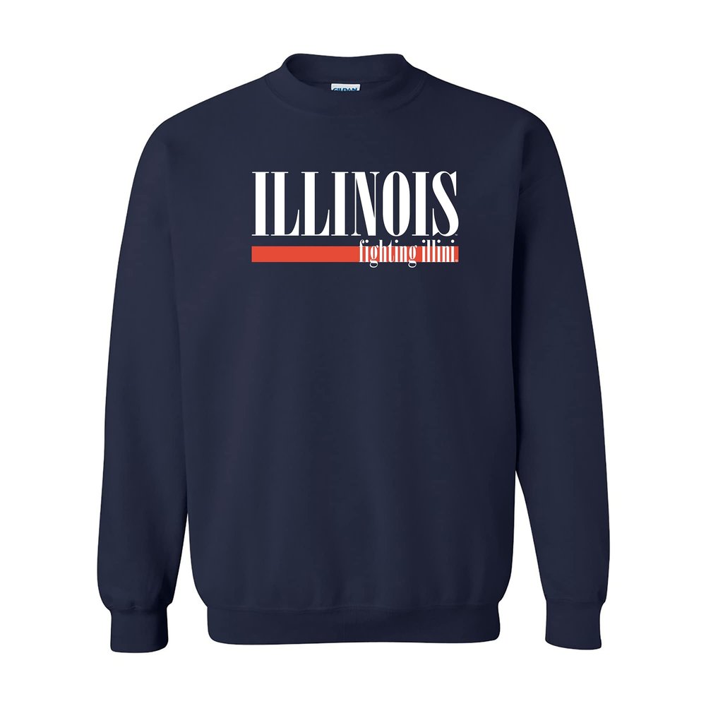 UGP Campus Apparel AW1274 - Illinois Fighting Illini Boldline Crewneck Sweatshirt - Medium - Navy