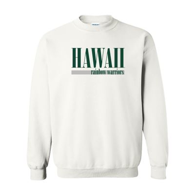 UGP Campus Apparel AW1274 - Hawaii Rainbow Warriors Boldline Crewneck Sweatshirt - 3X-Large - White