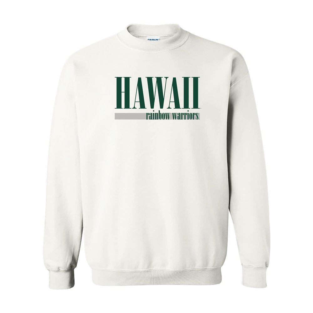 UGP Campus Apparel AW1274 - Hawaii Rainbow Warriors Boldline Crewneck Sweatshirt - 3X-Large - White