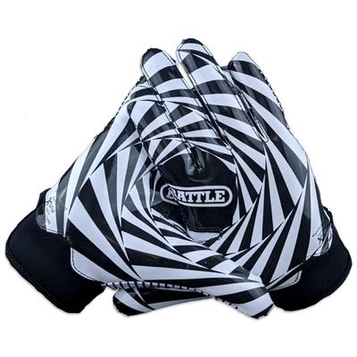 Battle Sports Kaleidoscope Wide Receiver Football Gloves, Ultra Stick Adult & Youth Gloves - Adult X-Large, Black/White