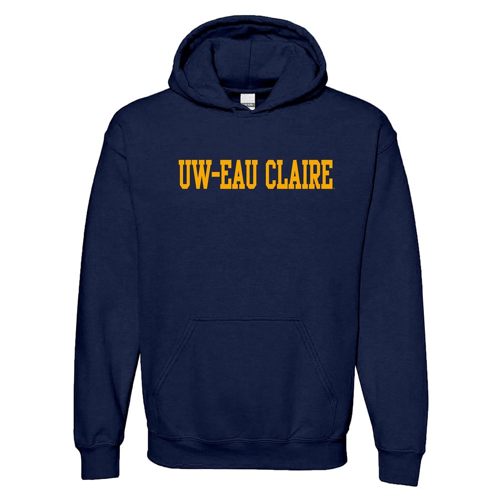 UGP Campus Apparel AH01 - Wisconsin-Eau Claire Blugolds Basic Block Hoodie - X-Large - Navy