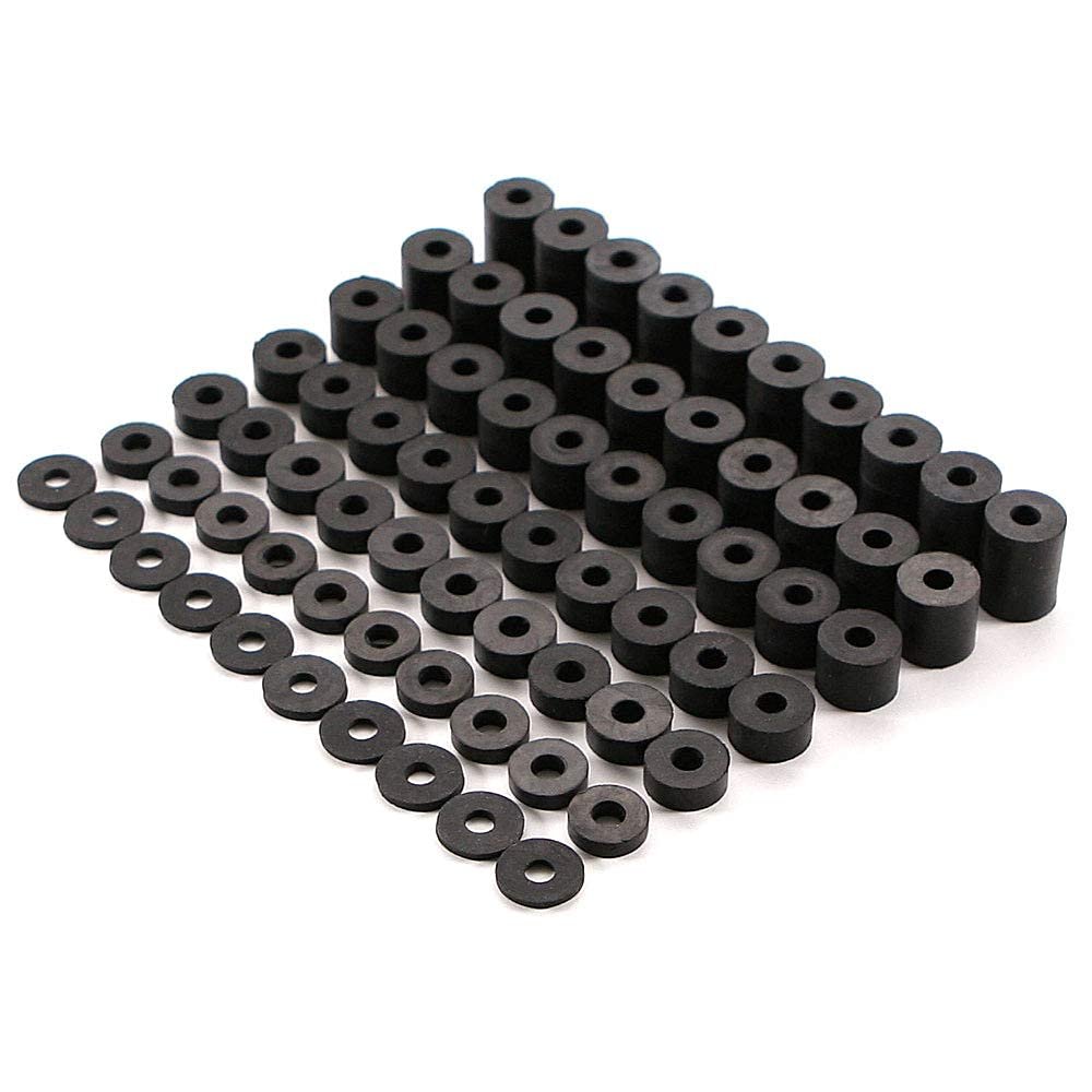 [70 PCS] Holster Making Washers - Black EPDM Rubber - (Assortment Combo) - for Attachment Mounting Posts, Holster Retention Washers, Kydex Holster Attachment Washers