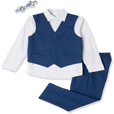 Van Heusen Little Boys' 4-Piece Formal Suit Vest Set, Blue Jean, 2T