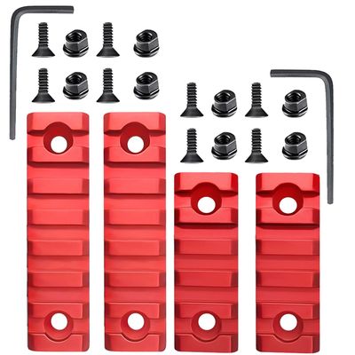 Combo of 2 Items which Includes 5 Slots 2 Pieces and 7 Slot 2 Pieces Key mod Lightweight Aluminum Red Color (Pack of 2-5 and 7 Slot Rails)
