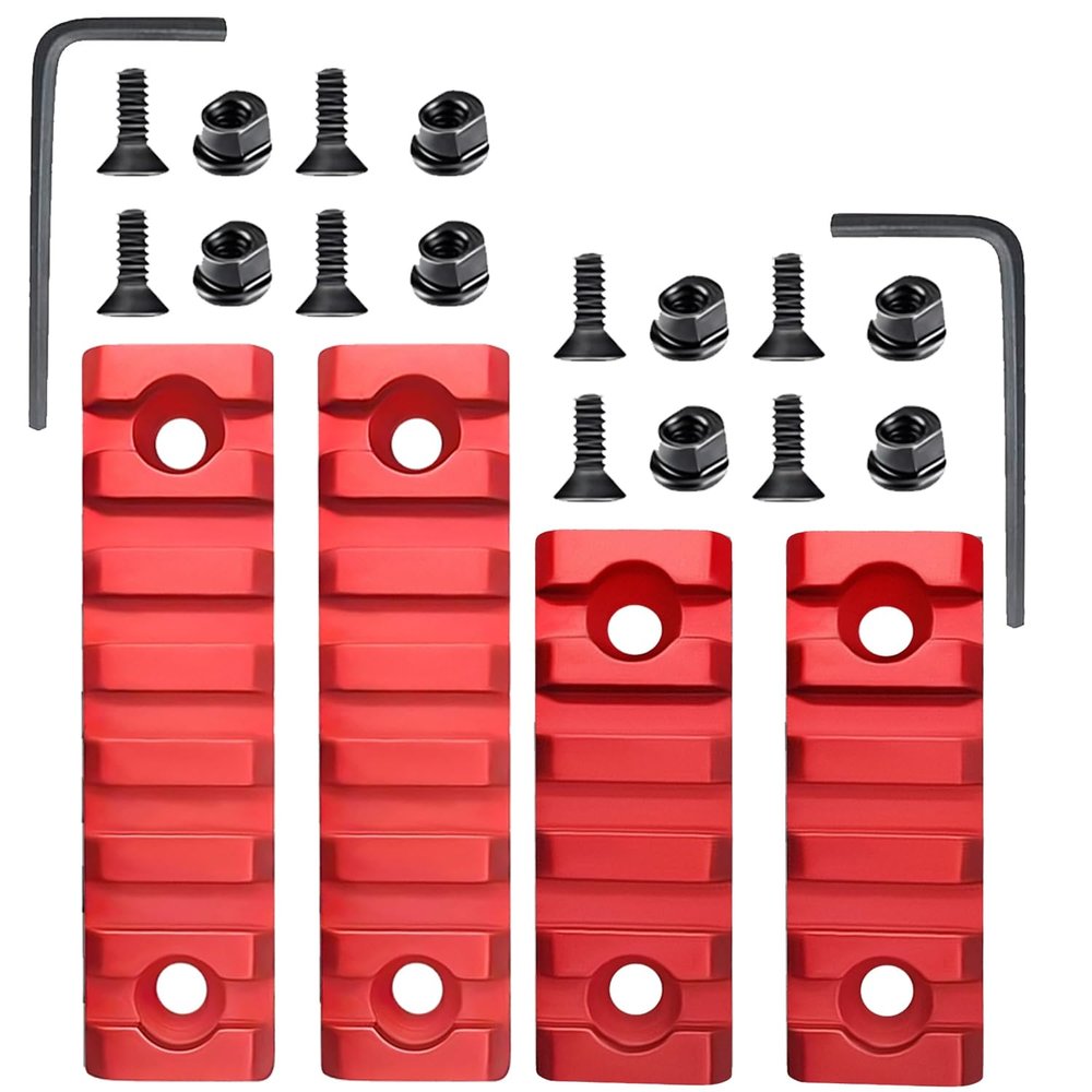 Combo of 2 Items which Includes 5 Slots 2 Pieces and 7 Slot 2 Pieces Key mod Lightweight Aluminum Red Color (Pack of 2-5 and 7 Slot Rails)