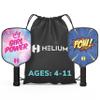 Helium Pickleball Paddle for Kids  (2 Pack - POW! and Girl Power) Child Size, Lightweight Honeycomb Core, Graphite Strike Face, Premium Comfort Grip, 2 Pickleball Paddles & 2 Drawstring Bags view 1